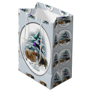 Sacola Para Presentes Média Natal de Pomeranian