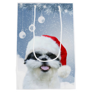 Sacola Para Presentes Média Natal de Shih Tzu