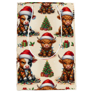Sacola Para Presentes Média Natal de Vaca