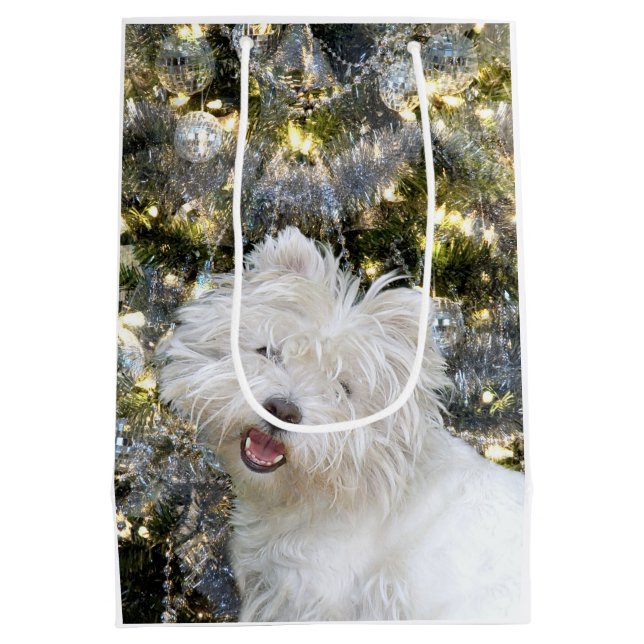 Sacola Para Presentes Média Natal de Westie (Verso)