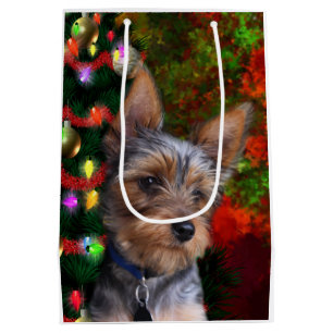 Sacola Para Presentes Média Natal de Yorkie
