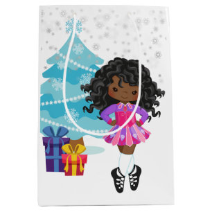 Sacola Para Presentes Média Natal do Dançarino Irlandês Africano Americano