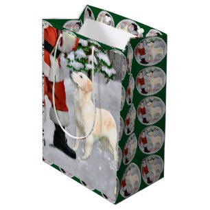 Sacola Para Presentes Média Natal do golden retriever