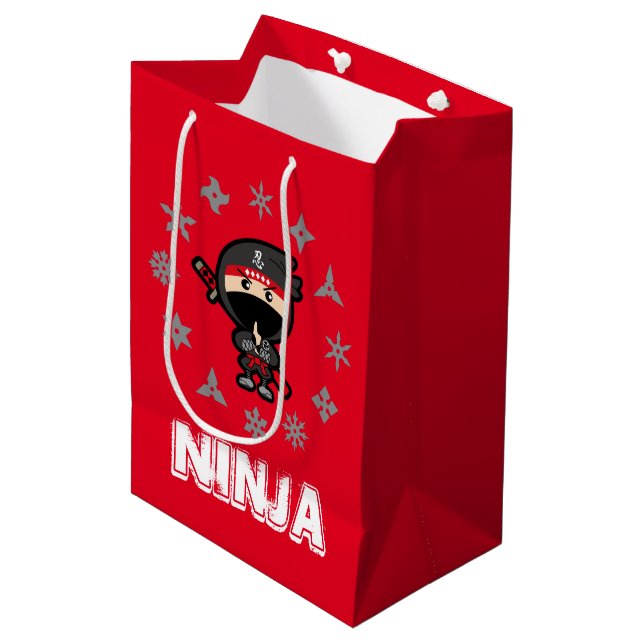 Sacola Para Presentes Média Natal do Ninja Boy (Frente inclinada)