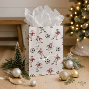 Sacola Para Presentes Média Natal do Papai Noel Futebol