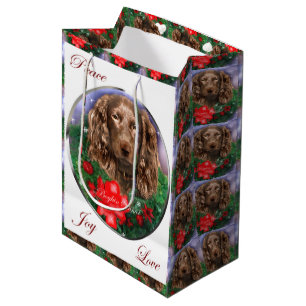 Sacola Para Presentes Média Natal do Spaniel de Boykin
