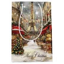 Natal em Paris Cena de Rua de Férias Vintage