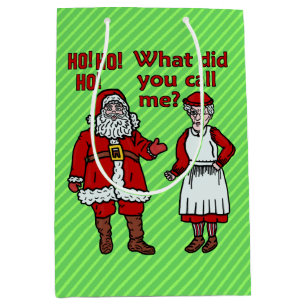 Sacola Para Presentes Média Natal engraçado Papai Noel & Sra. Feriado Humor