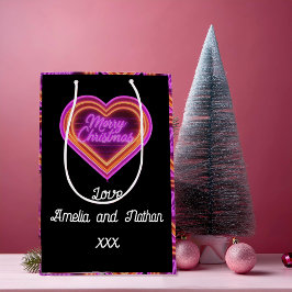 Sacola Para Presentes Média Natal Feliz Neon Personalizado