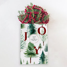 Sacola Para Presentes Média Natal Feriado de Aquarela Verde