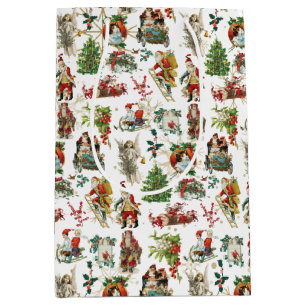 Sacola Para Presentes Média Natal Festivo Vintage Retro
