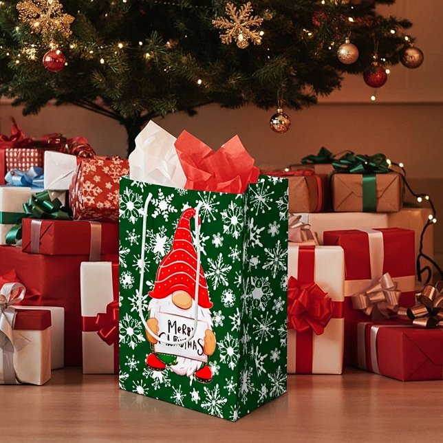 Sacola Para Presentes Média Natal Gnomo (Criador carregado)