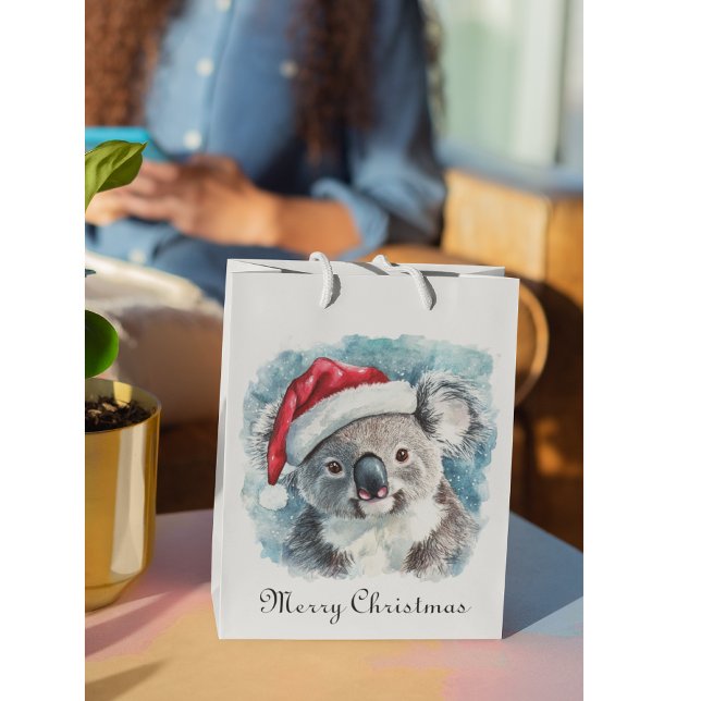 Sacola Para Presentes Média Natal Koala, personalizável (Criador carregado)