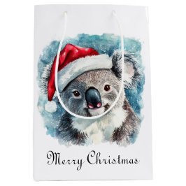 Sacola Para Presentes Média Natal Koala, personalizável
