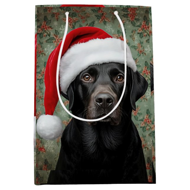 Sacola Para Presentes Média Natal lab preto (Frente)