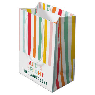 Sacola Para Presentes Média Natal moderno e simples da família