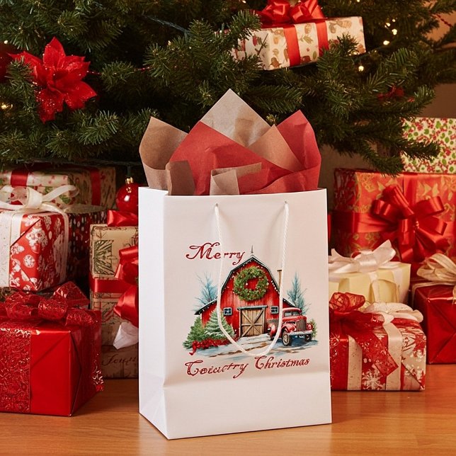 Sacola Para Presentes Média Natal no Campo (Criador carregado)