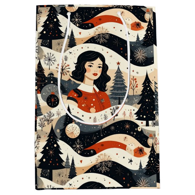 Sacola Para Presentes Média Natal Noir (Frente)
