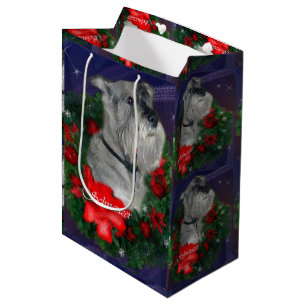 Sacola Para Presentes Média Natal padrão do Schnauzer