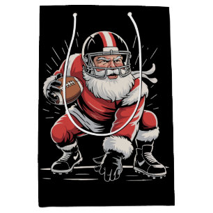 Sacola Para Presentes Média Natal Papai Noel Futebol Lineman Quarterback