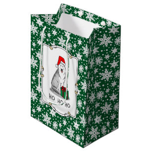 Sacola Para Presentes Média Natal Papai Noel Siberiano (prata)