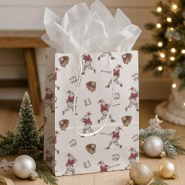 Sacola Para Presentes Média Natal para Papais noeis de beisebol