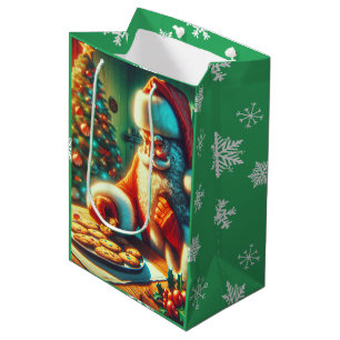 Sacola Para Presentes Média Natal para Papais noeis e cookies antigos