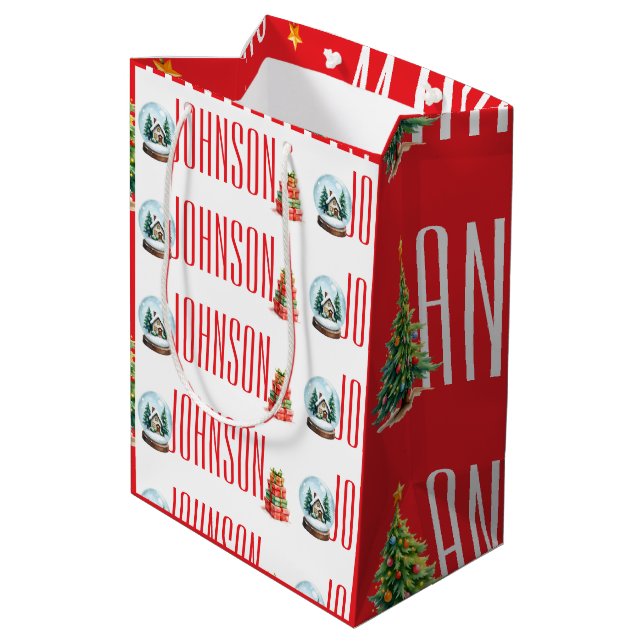 Sacola Para Presentes Média Natal personalizado (Verso inclinado)