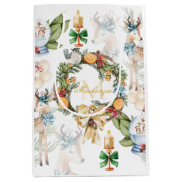 Sacola Para Presentes Média Natal personalizado para a aquarela