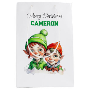 Sacola Para Presentes Média Natal Personalizado para Pequenos Elfos