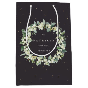 Sacola Para Presentes Média Natal Personalizado Snowberry+Eucalipto