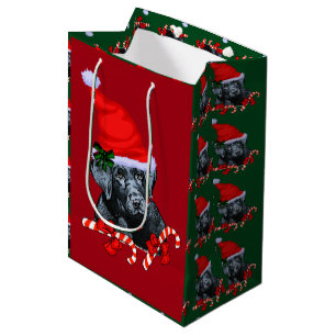 Sacola Para Presentes Média Natal preto bonito do laboratório