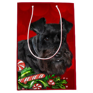 Sacola Para Presentes Média Natal preto do Schnauzer