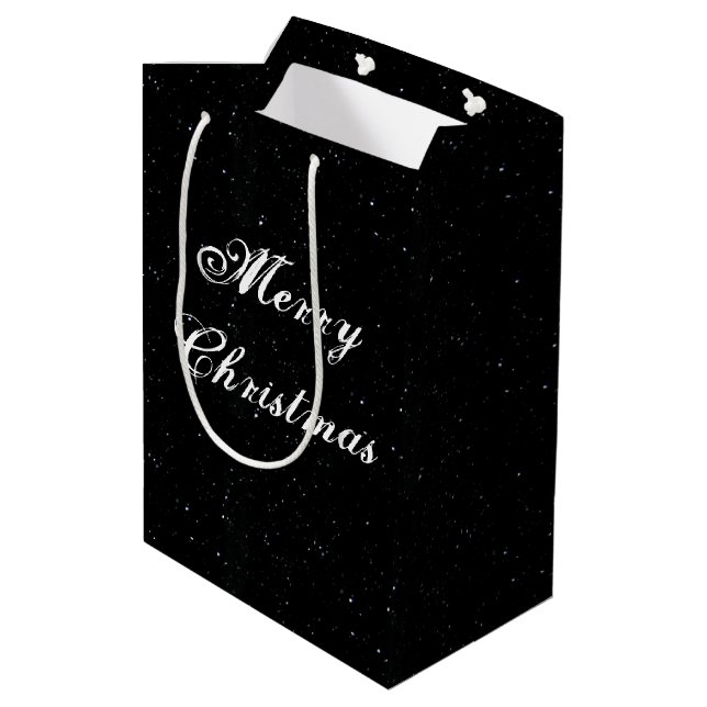 Sacola Para Presentes Média Natal preto e branco médio (Verso inclinado)