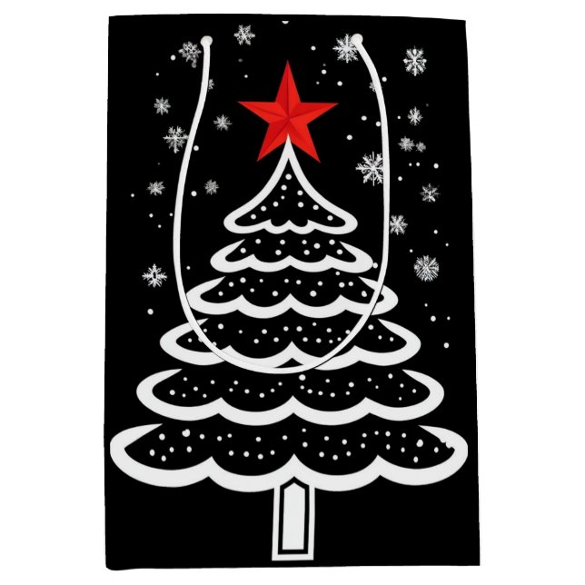 Sacola Para Presentes Média Natal preto e vermelho (Frente)