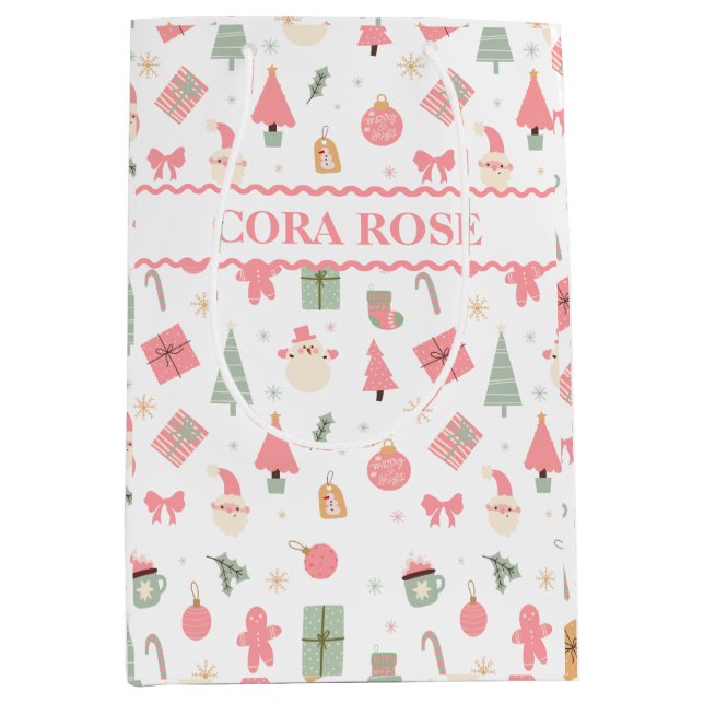 Sacola Para Presentes Média Natal Que Divertido Primeiro Aniversário (Frente)