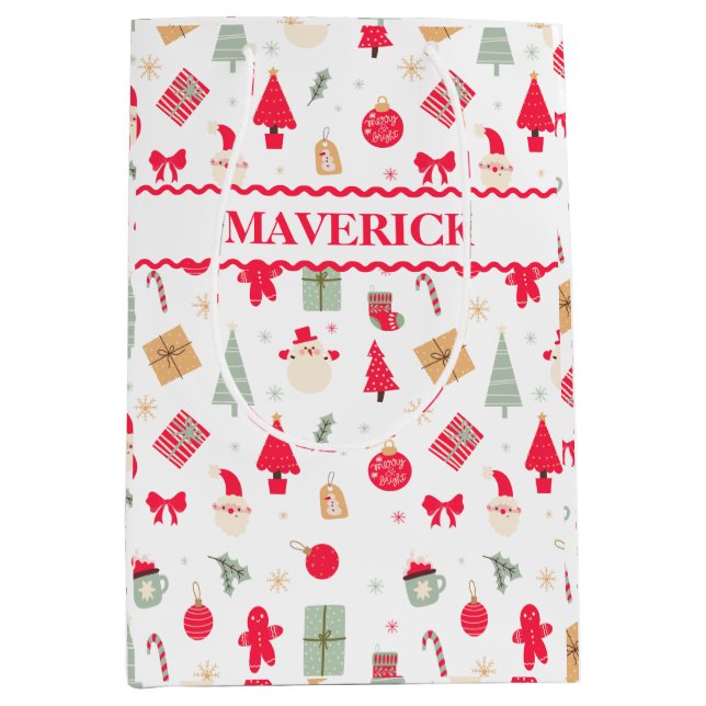 Sacola Para Presentes Média Natal Que Divertido Primeiro Aniversário (Frente)