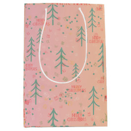 Sacola Para Presentes Média Natal Rosa Fofo