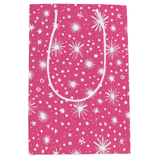 Sacola Para Presentes Média Natal Rosa Simples (Frente)