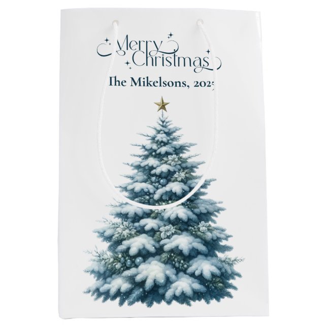 Sacola Para Presentes Média Natal Russo Cozy Azul (Frente)