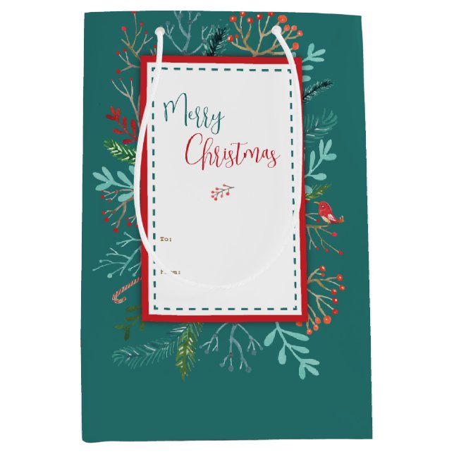 Sacola Para Presentes Média Natal Russo Natural (Frente)