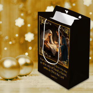 Sacola Para Presentes Média Natal Santa Família Religiosa