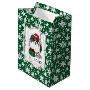 Sacola Para Presentes Média Natal Santa Hat Pomeraniano (tricolor)