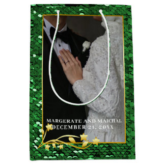 Sacola Para Presentes Média Natal Verde 1 Foto Casados e Alegres