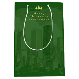 Sacola Para Presentes Média Natal Verde Dourado Personalizado