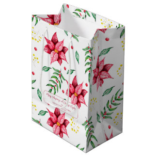 Sacola Para Presentes Média Natal Vermelho Quente-Quente Elegante