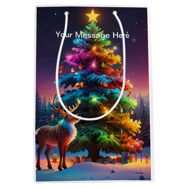 Sacola Para Presentes Média Natal Winter Wonderland Holiday Season (Frente)