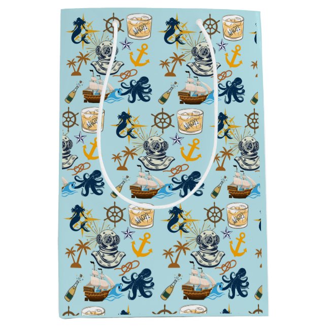 Sacola Para Presentes Média  Nautical Bachelor Party (Frente)