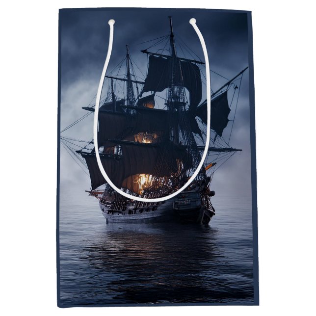 Sacola Para Presentes Média Navio Galeão Pirata Espanhol (Frente)