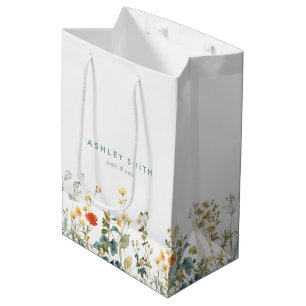 Sacola Para Presentes Média Negócios de Campo de Flor Selvagem Elegante